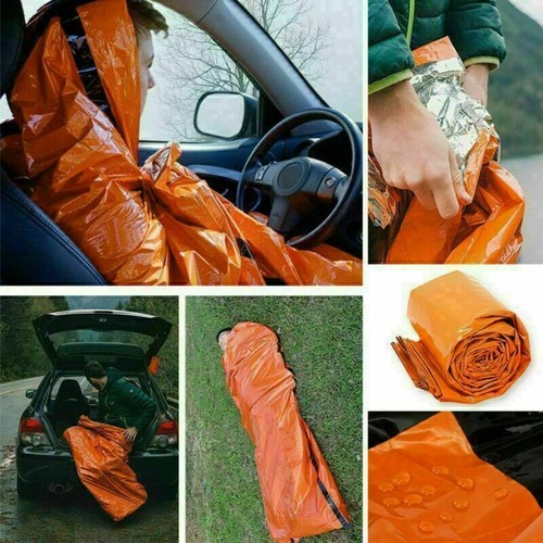 2X Hiking Emergency Sleeping Bag Thermal Waterproof Survival Camping Travel Bag - Picture 10 of 10