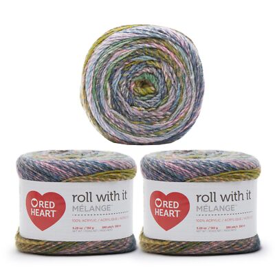 3 Pack Roll With It Melange Yarn Hollywood Acrylic 389 Yards Green Room