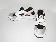Nike Huarache Black White Silver Pink Shoes 654275-115 Girls Youth Size 5.5Y