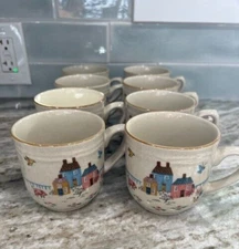International Tableworks Stoneware Coffee Mugs Set Of 8 Japan Vintage
