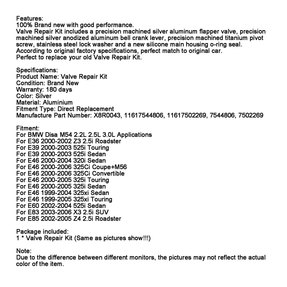 For 2.5L BMW M54 330Ci X3 X5 325i Z4 530i DISA Valve Repair & Upgrade Kit - Изображение 2 из 4