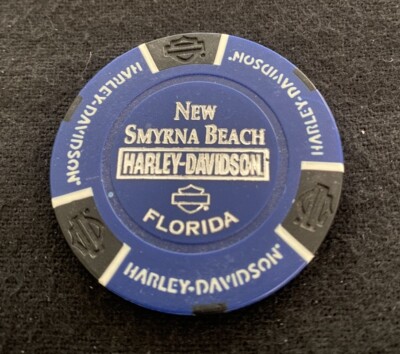 New Smyrna Beach, Florida Harley Davidson Poker Chip / Blue & Black 
