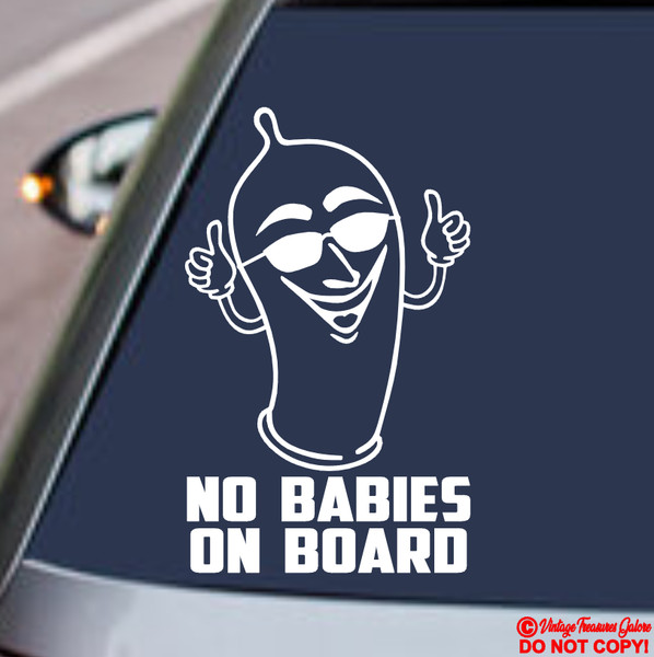 CONDONES PREVENIR MINIVANS Vinilo Calcomanía Adhesiva Coche Ventana Parachoques SIN BEBÉ A BORDO