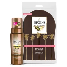Jergens Natural Glow Instant Sun Self Tanner Mousse 6oz + Mitt Light Bronze