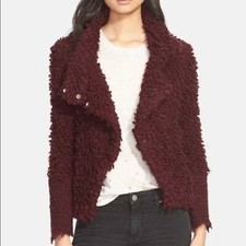 IRO Caty Burgundy Sweater Loop Knit Jacket
