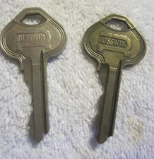 2 lot, antique Russwin Key Silver Brass  keys,372,897 VTg