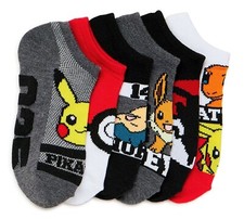 Pokemon Boys Size S Low Cut No Show Socks Shoe Size 4.5-8.5