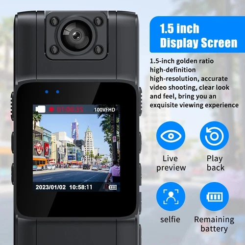 20 Hour 1080P Camcorder Mini Police Body Camera HD 180° Video DVR IR Night Cam - Picture 6 of 13