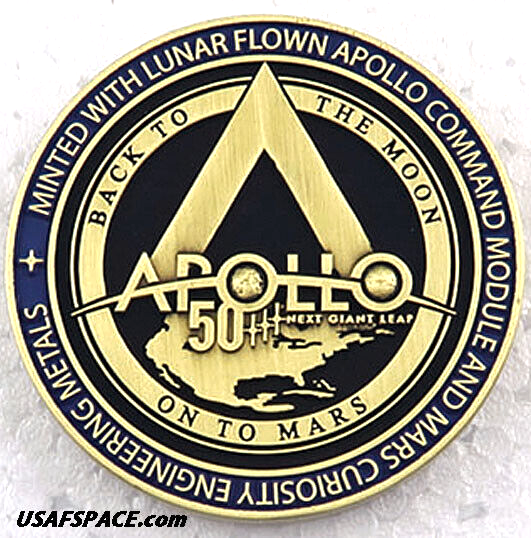 APOLLO-14 - 50th Anniversary - LUNAR FLOWN METAL - NASA MEDALLION