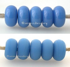 5 EGYPTIAN BLUE  donut handmade lampwork glass spacer beads TANERES sra
