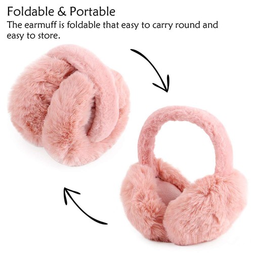 Winter Women Men Warm Faux Fur Ear-Muffs Soft Plush Earmuffs Foldable Earflaps - Picture 3 of 17