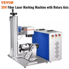 VEVOR 30W Fiber Laser Marking Metal Engraver Machine LightBurn w/ Rotary Axiss #