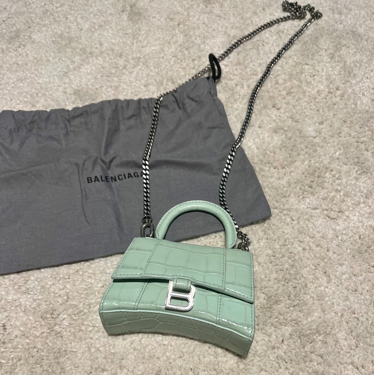 Balenciaga Hourglass Micro Crossbody Bag in Mint | eBay