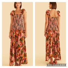 Farm Rio Smocked Mango Trees Midi Dress Size Large
