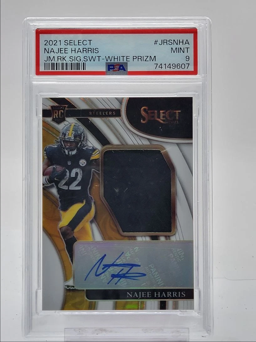 Najee Harris Panini Select Jumbo Rookie Signature Swatches #JRSNHA White Prizm