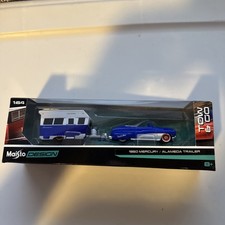Maisto 1950 MERCURY & ALAMEDA TRAILER BLUE / WHITE TOW & GO 1:64