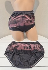 Vanity Fair Lace Nouveau Shiny Nylon Brief Panty Lot of 2 Rainbow Black Pink 6/M