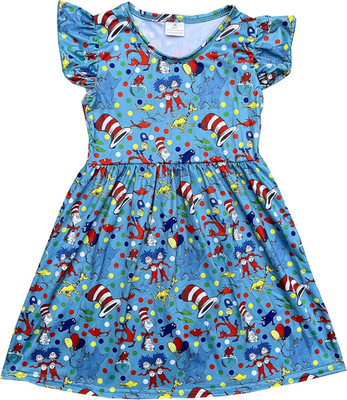 Baby Girls Flutter Sleeve Cat in the Hat Toddler Spring Casual Dress Summer Clot