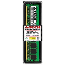 A-Tech 2GB PC2-6400 Desktop DDR2 800MHz DIMM 240-Pin Non-ECC Memory RAM 6400U 2G