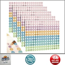 1860Pcs Foiled Date Dots Stickers Colorful Number Labels for Planner Journal Cal