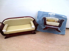 Dolls House Furniture Elegant Sofa & Armchair 2 piece Set Boxed Del prado