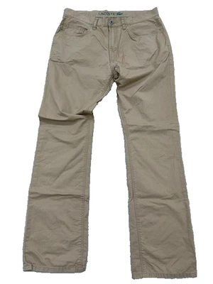 Pantalon chino beige Lacoste pour homme taille 34 coupe régulière sergé - Photo 1/4