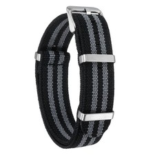Elastic Nylon Watch Band 18mm Waterproof One-Piece Watch Strap, Black/Grey