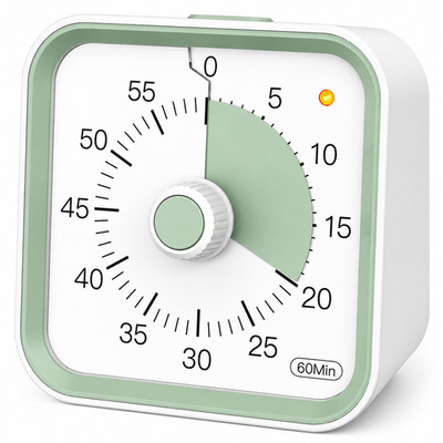 Silent Visual Countdown Timer 60 Minute Focus Time Management White