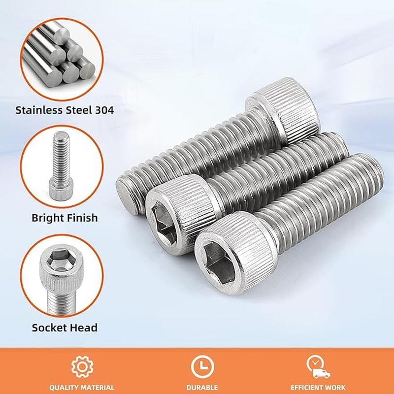 10 Pcs M6 x 25mm Thread Pitch 1 mm Stainless Steel 304 Hex Socket Head ...