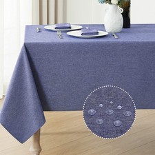 Rectangle Tablecloth Linen Textured Waterproof Stain Resistant Table Cloth ...