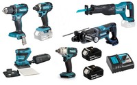 Makita Akku Combo Set 18V Xl DBO481 DDF485 DTD152 DTW190 DJR186 DHR241 9Tlg.