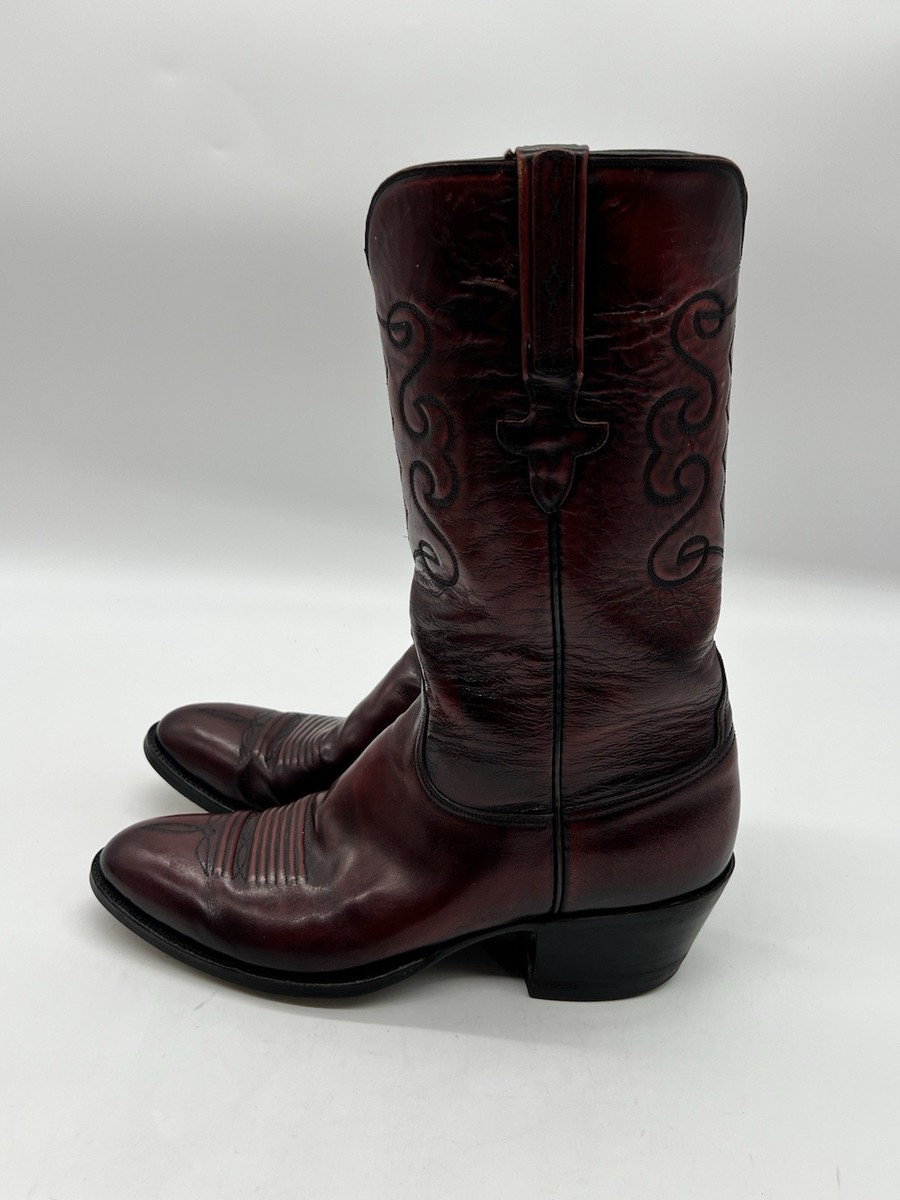Lucchese 1883 Mens Size 9.5D Black Cherry Leather Western Cowboy