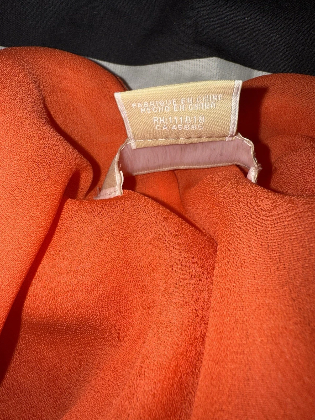 ABITO MICHAEL KORS Tg L 100% SETA Arancione Bianco Stampa Foderato Regolabile Cravatta Schienale