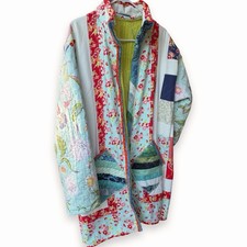 Handmade Quilt Jacket W L One Of A Kind Folk Boho Cottagecore Coat Upcycled Vtg