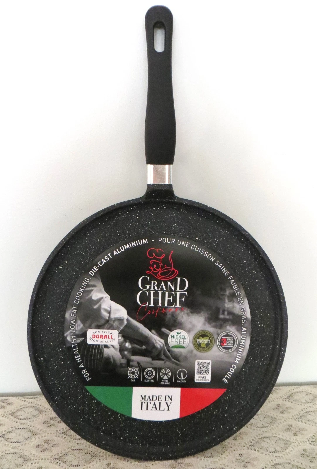 ROCH GUSS GrandChef 28 cm 11'' S Cast Aluminum Flat Crepe Pan Made in ITALY NEW