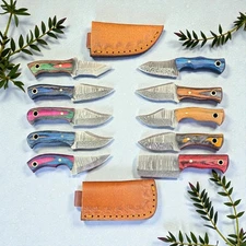 Hunting Knives | Lot of 10 | Damascus Steel | Premium Pakka Wood Handle | D1119