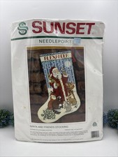 Christmas Stocking: 19006 Vintage Needlepoint Sunset Designs Santa  Friends