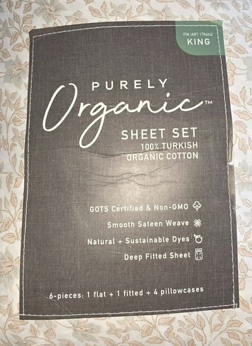 Purely Organic 300 Thread 6-piece 100% Organic Cotton Sheet Set - Torin - King - Picture 6 of 9