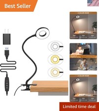 Desk Lamp, 3 Color Modes  10 Brightness LED Reading Light with Clamp, Sili...