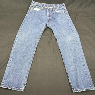 Levis 505 Jeans Mens 38x31 Blue Medium Wash Straight Leg Denim 5 Pocket Zip Fly