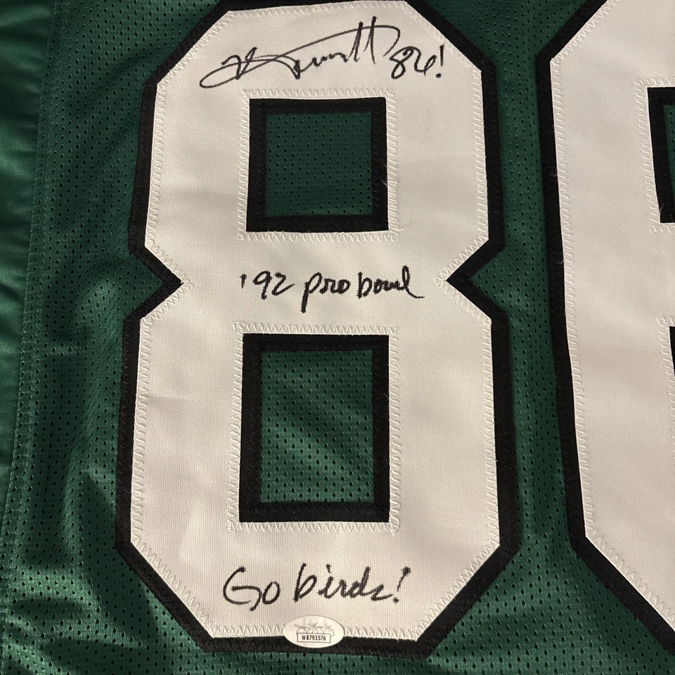 Camiseta deportiva firmada por Fred Barnett con autógrafo personalizada de los Eagles certificada por la JSA Foto 2 de 3