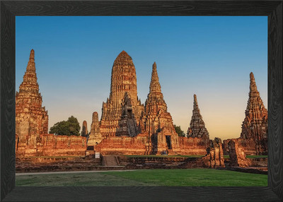 Antike Tempelruinen in Ayutthaya, gerahmtes Wandbild Poster Leinwanddruck Bild