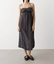 Ganni Shiny Tech Midi Dress Grey Pinstripe