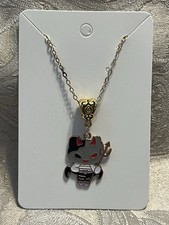 Hello Kitty Whimsical Charm Cartoon Halloween Fun Pendant Gold Necklace 18  