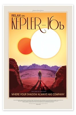 Poster Retro Space Travel - Kepler16b - NASA