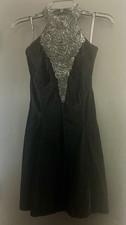 Jessica McClintock Gunne Sax Vintage Velvet Mini Dress w/Beaded Appliqu  9/10