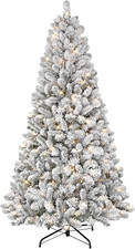 6.5Ft Pre-Lit Flocked Virginia Pine Christmas Tree with 300 Clear Lights, 787 Re
