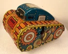 Louis Marx Tin Flip Over Tank #5 ~ Works Great ~ 1950s Vintage Wind-Up ~ Abt 4”