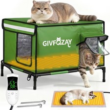 Heated Cat House for Outside Use 900D Oxford Cloth, Outside Cat House Weather...