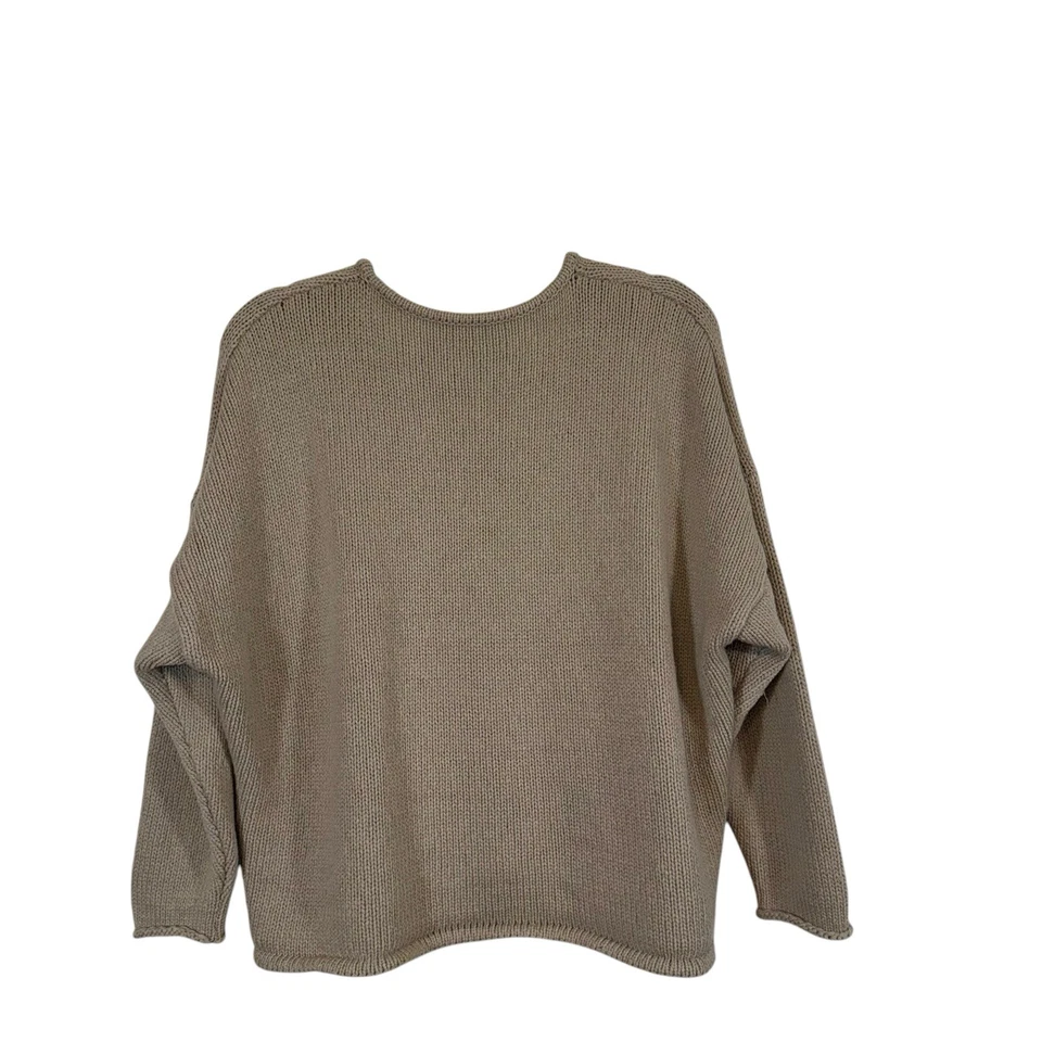 Helmut Lang Alpaca Blend Taupe V-Neck Sweater MD Beige Knit Pullover Crop Boxy - Image 4 of 4